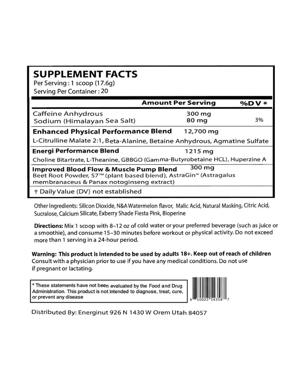 Pre Workout Jolly Watermelon Supplement (20 Sv)