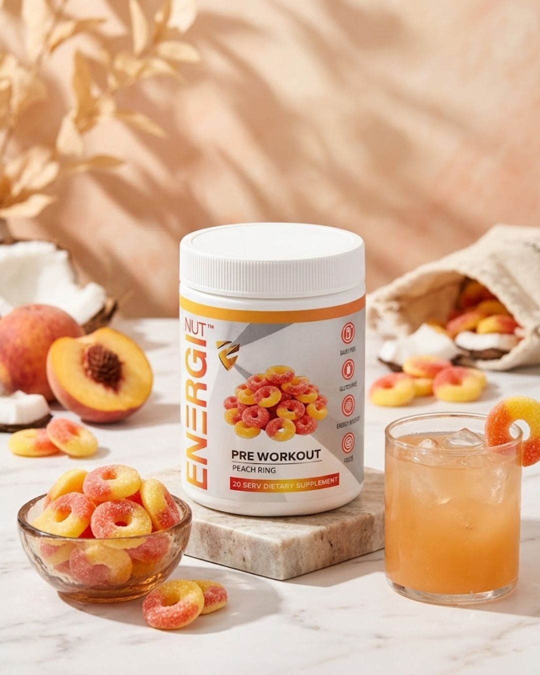 Pre Workout Peach Ring Supplement (20 Sv)