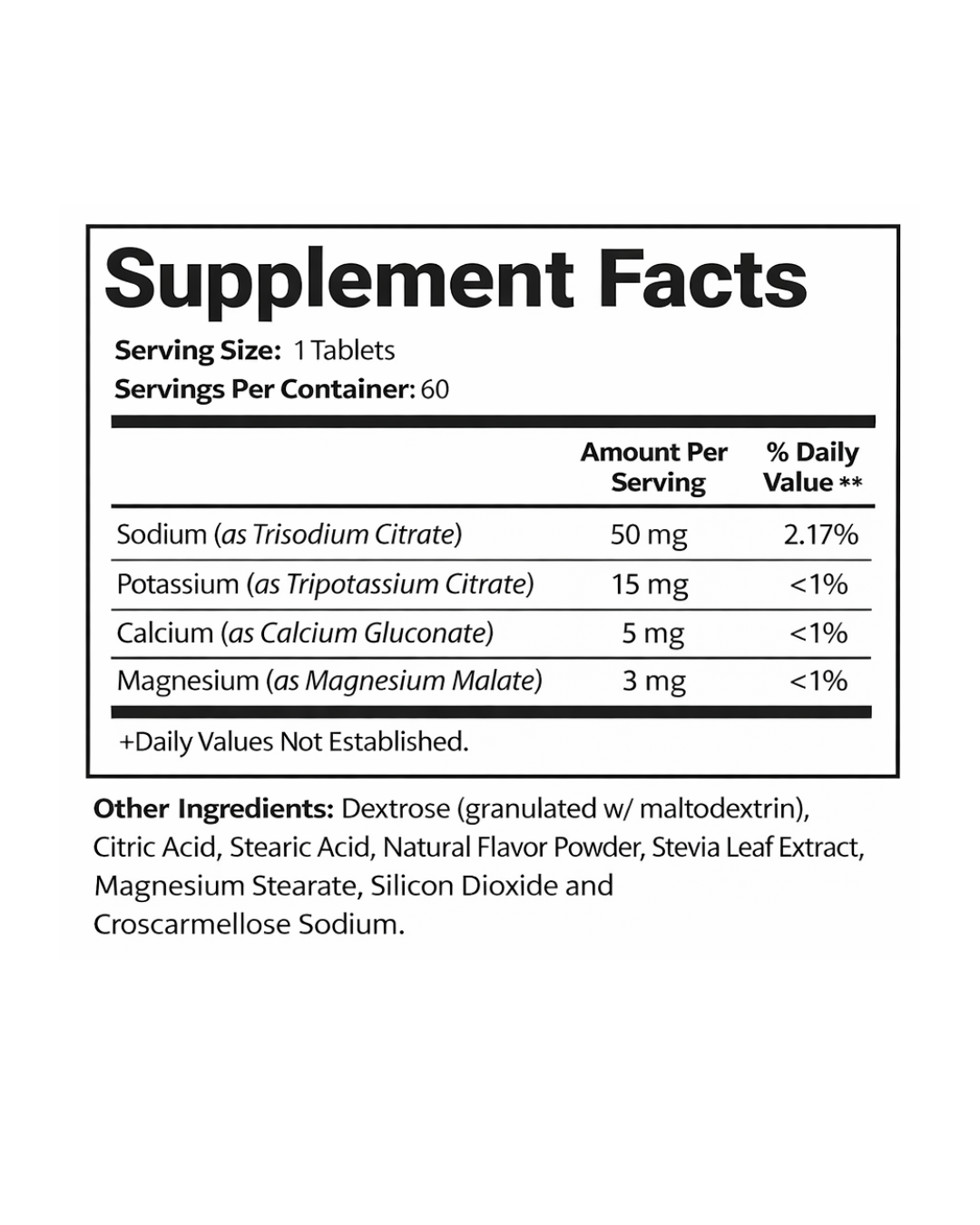 CHEWABLE ELECTROLYTE TABLETS (60 Tablets)