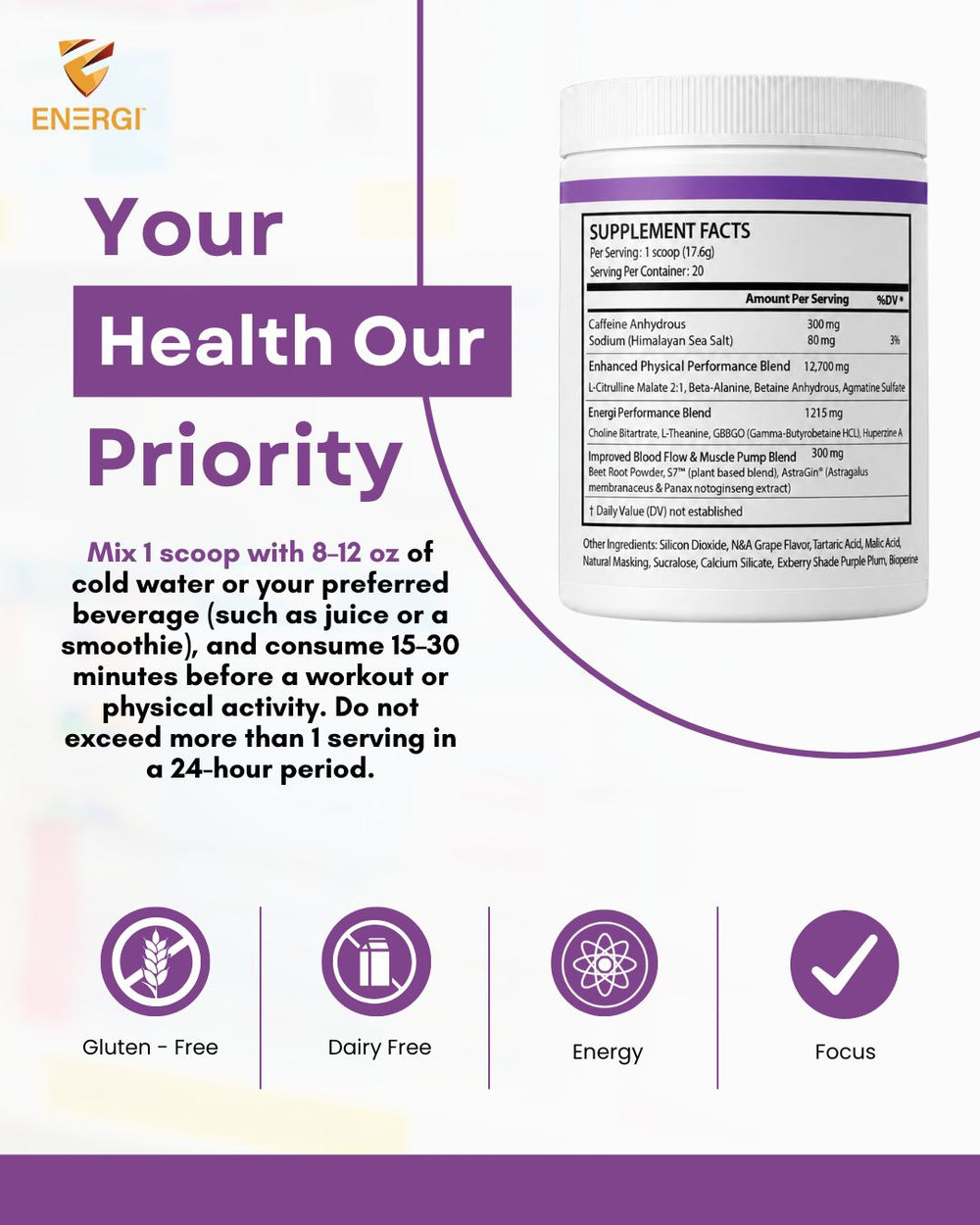 Pre Workout Grape Kool Supplement (20 Sv)