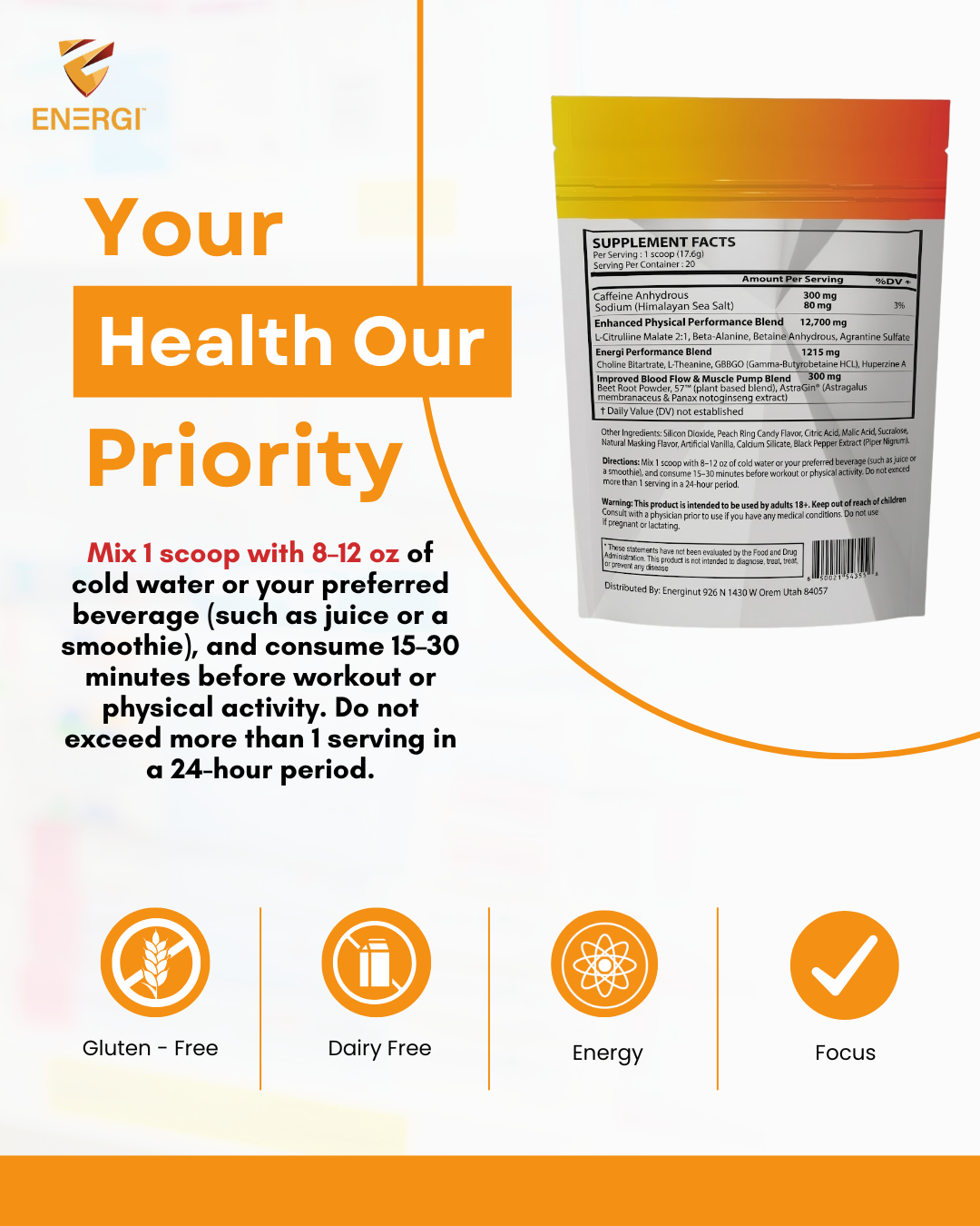 Pre Workout Peach Ring Supplement (20 Sv)